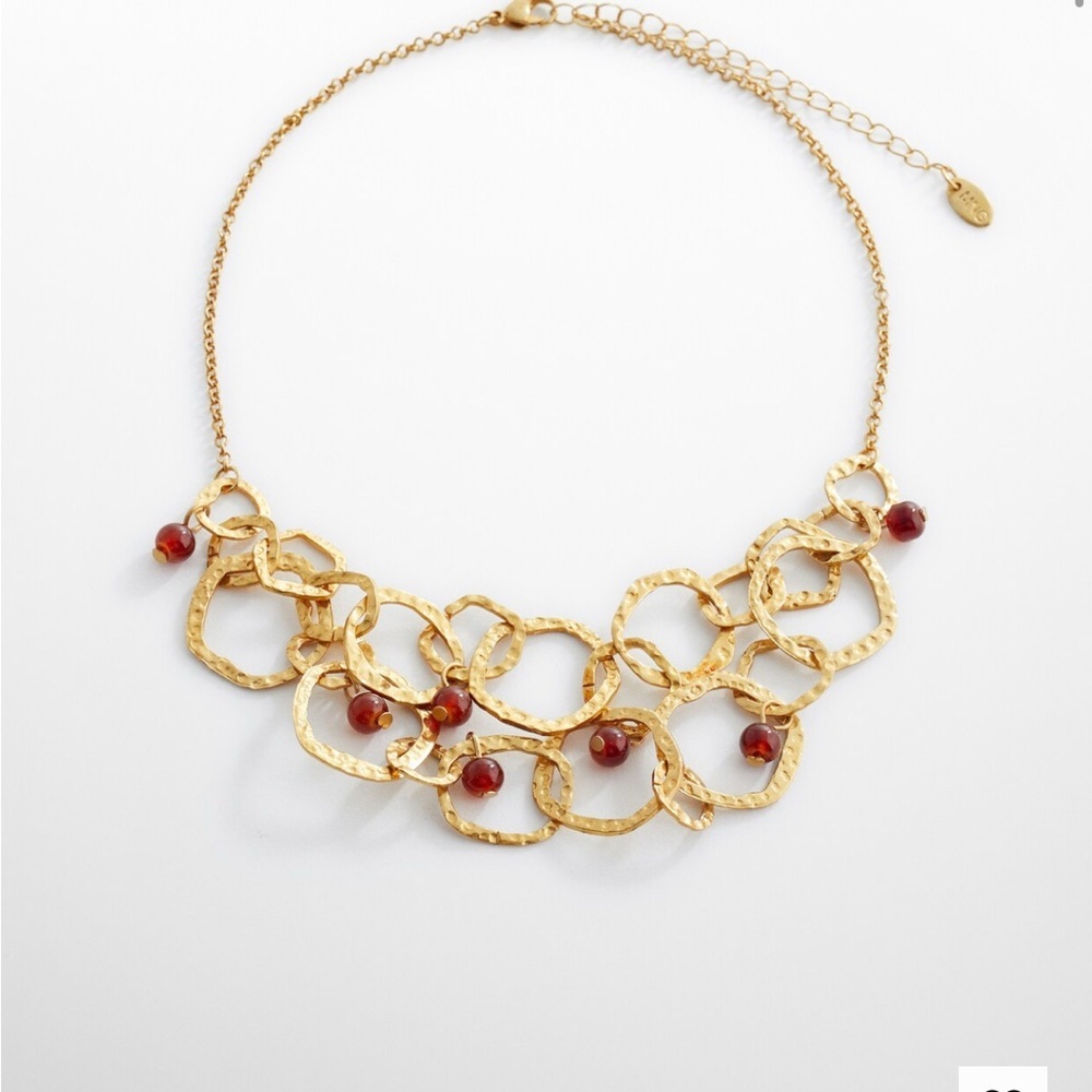 Mango Gold colored Necklace with Red Highlights